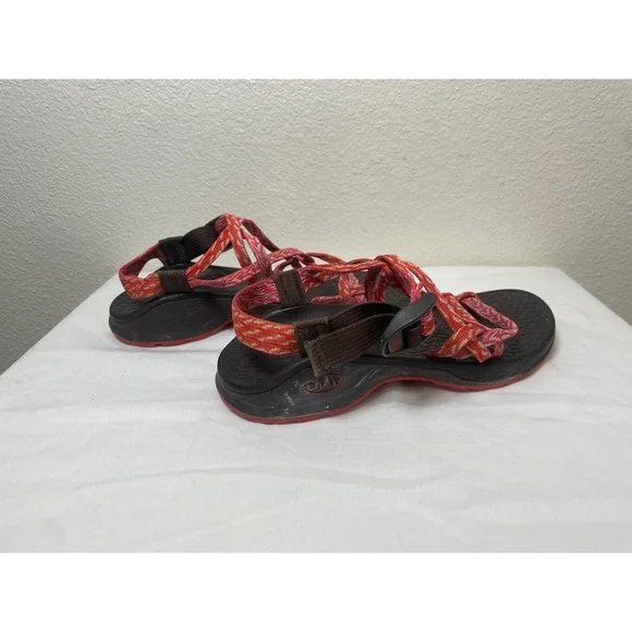 Chaco Z/Cloud 2 Sandals Womens 9 Brown Pink Orange Good Strappy Toe Loop Sporty - Picture 3 of 7